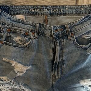American Eagle Outfitters Blue Distressed Flare Jeans